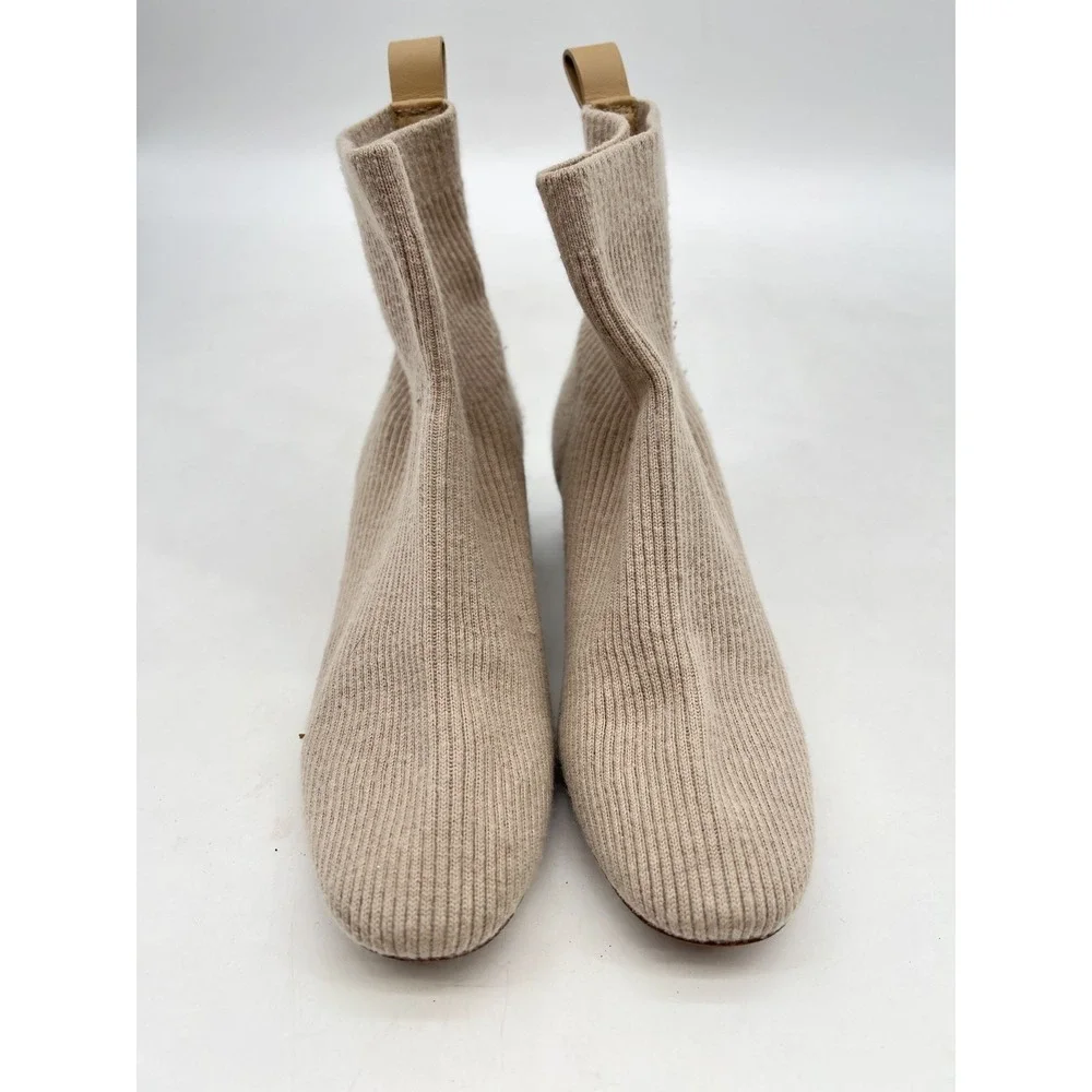 Everlane The Glove Boot in ReKnit Bone Cream Ribbed Sock Ankle Boots Size 7.5